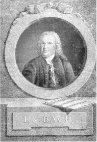 Kopergravure van JS Bach door Ktner naar het schilderij van Hausmann (Thomasschool Leipzig)